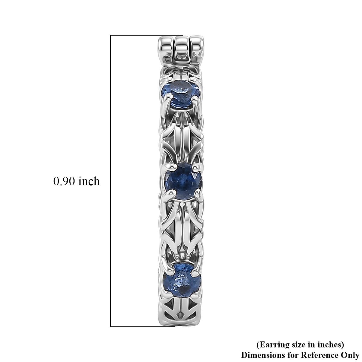 D'Joy Passport to Turkey Kashmir Kyanite 1.10 ctw Hoop Earrings in Rhodium Over Sterling Silver