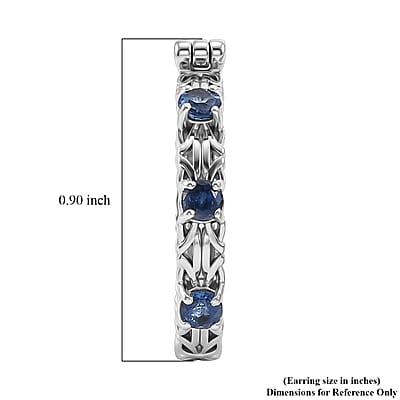 D'Joy Passport to Turkey Kashmir Kyanite 1.10 ctw Hoop Earrings in Rhodium Over Sterling Silver