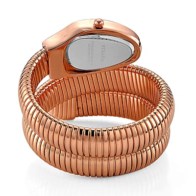 Strada Austrian Crystal Japanese Movement Watch in Rose Faux Leather Braided Strap