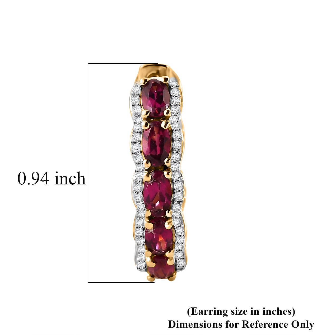 D'Joy Premium Malawi Magenta Garnet and Moissanite 6.35 ctw Midnight Line Earrings in 18K Vermeil Yellow Gold Over Sterling Silver