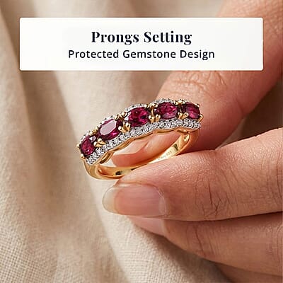 D'Joy Premium Malawi Magenta Garnet and Moissanite 1.75 ctw Midnight Band Ring in 18K Vermeil Yellow Gold Over Sterling Silver (Size 5.0)