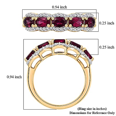 D'Joy Premium Malawi Magenta Garnet and Moissanite 1.75 ctw Midnight Band Ring in 18K Vermeil Yellow Gold Over Sterling Silver (Size 5.0)