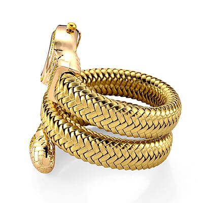 Strada Champagne Austrian Crystal Japanese Movement Watch in Gold Faux Leather Braided Strap