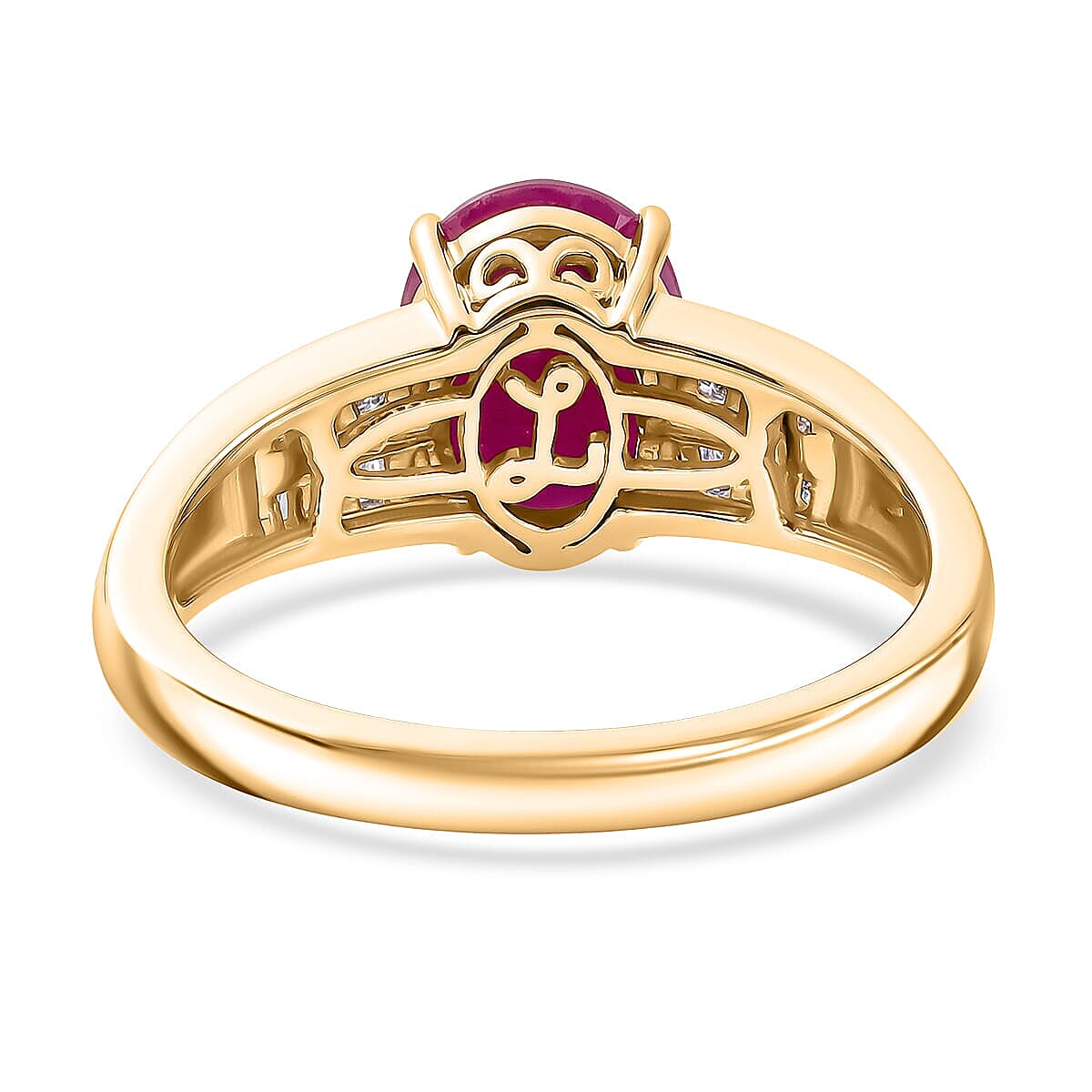 Luxoro 10K Yellow Gold AAA Montepuez Ruby, Diamond (G-H, I2) (0.15 cts) Flame Curve Ring (Size 5.0) 2.40 ctw image number 4