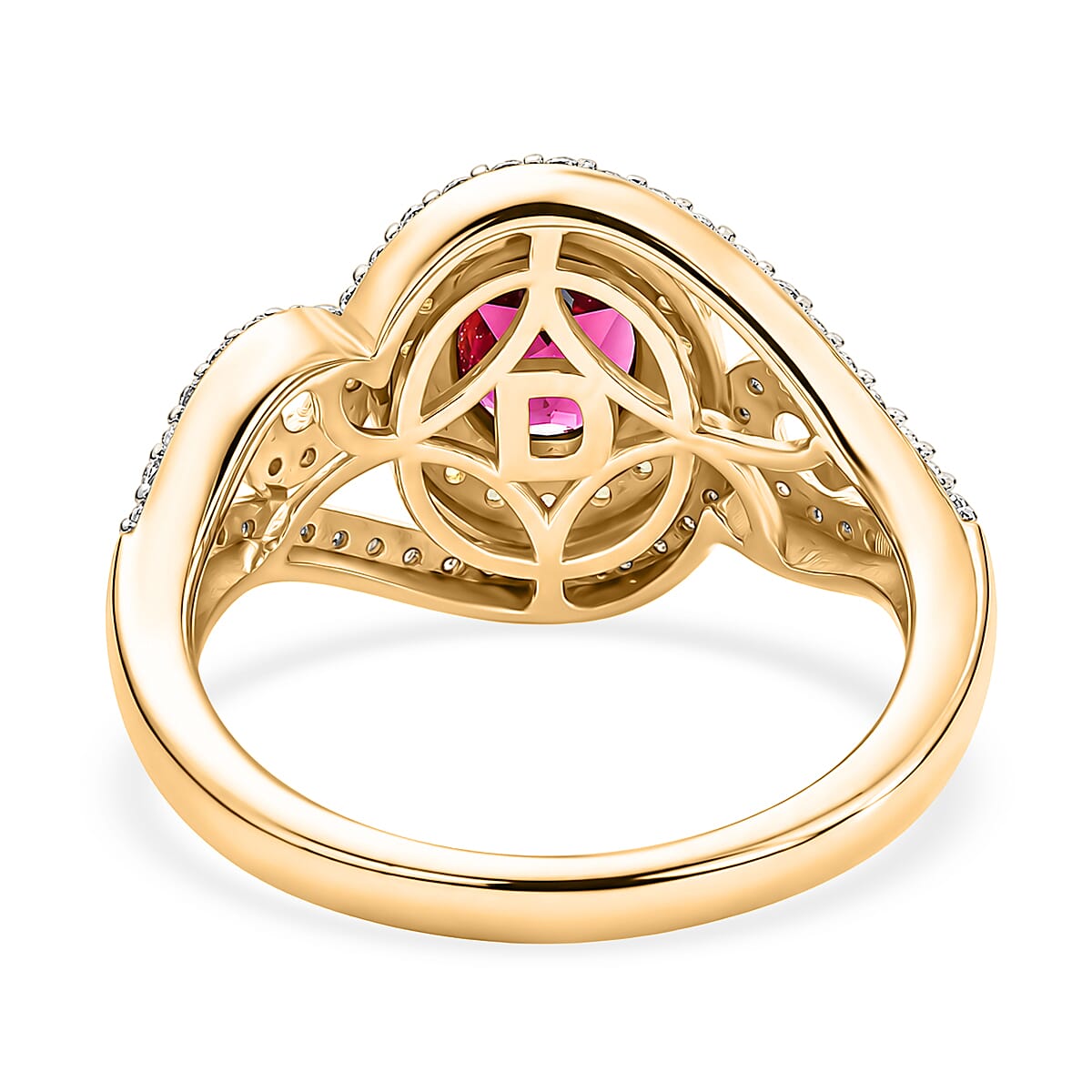 D'Joy Premium Malawi Magenta Garnet and Multi Gemstone 2.15 ctw Midnight Ribbon Ring in 18K Vermeil Yellow Gold Over Sterling Silver (Size 10.0)
