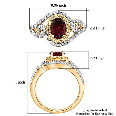 D'Joy Premium Malawi Magenta Garnet and Multi Gemstone 2.15 ctw Midnight Ribbon Ring in 18K Vermeil Yellow Gold Over Sterling Silver (Size 10.0)