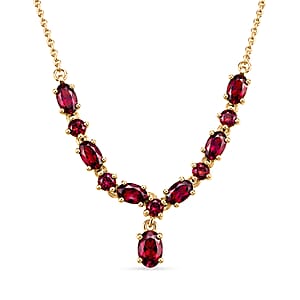 D'Joy Premium Malawi Magenta Garnet 3.10 ctw Midnight Cascade Necklace in 18K Vermeil Yellow Gold Over Sterling Silver 18-20 Inches 