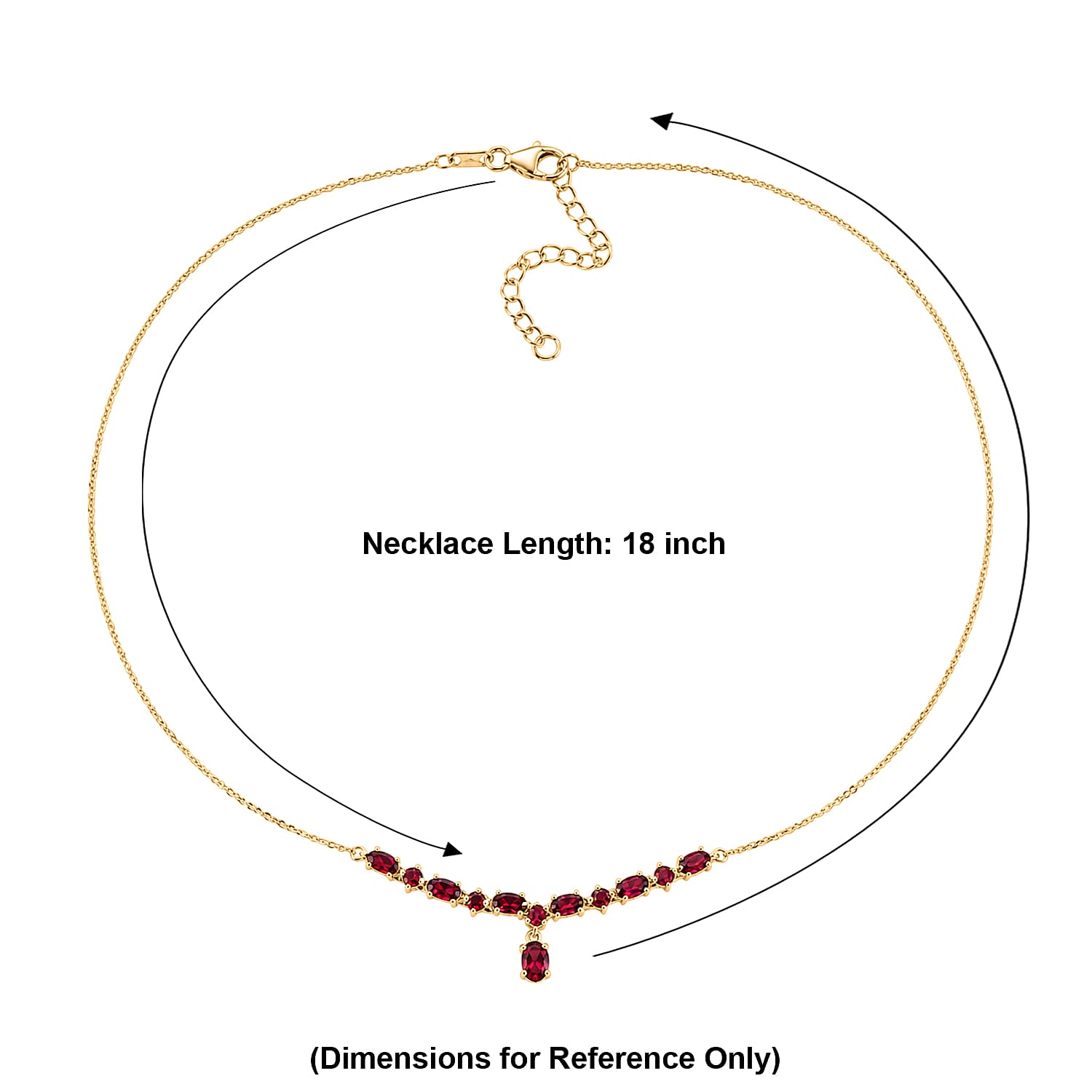 D'Joy Premium Malawi Magenta Garnet 3.10 ctw Midnight Cascade Necklace in 18K Vermeil Yellow Gold Over Sterling Silver 18-20 Inches