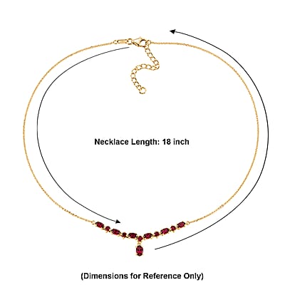 D'Joy Premium Malawi Magenta Garnet 3.10 ctw Midnight Cascade Necklace in 18K Vermeil Yellow Gold Over Sterling Silver 18-20 Inches