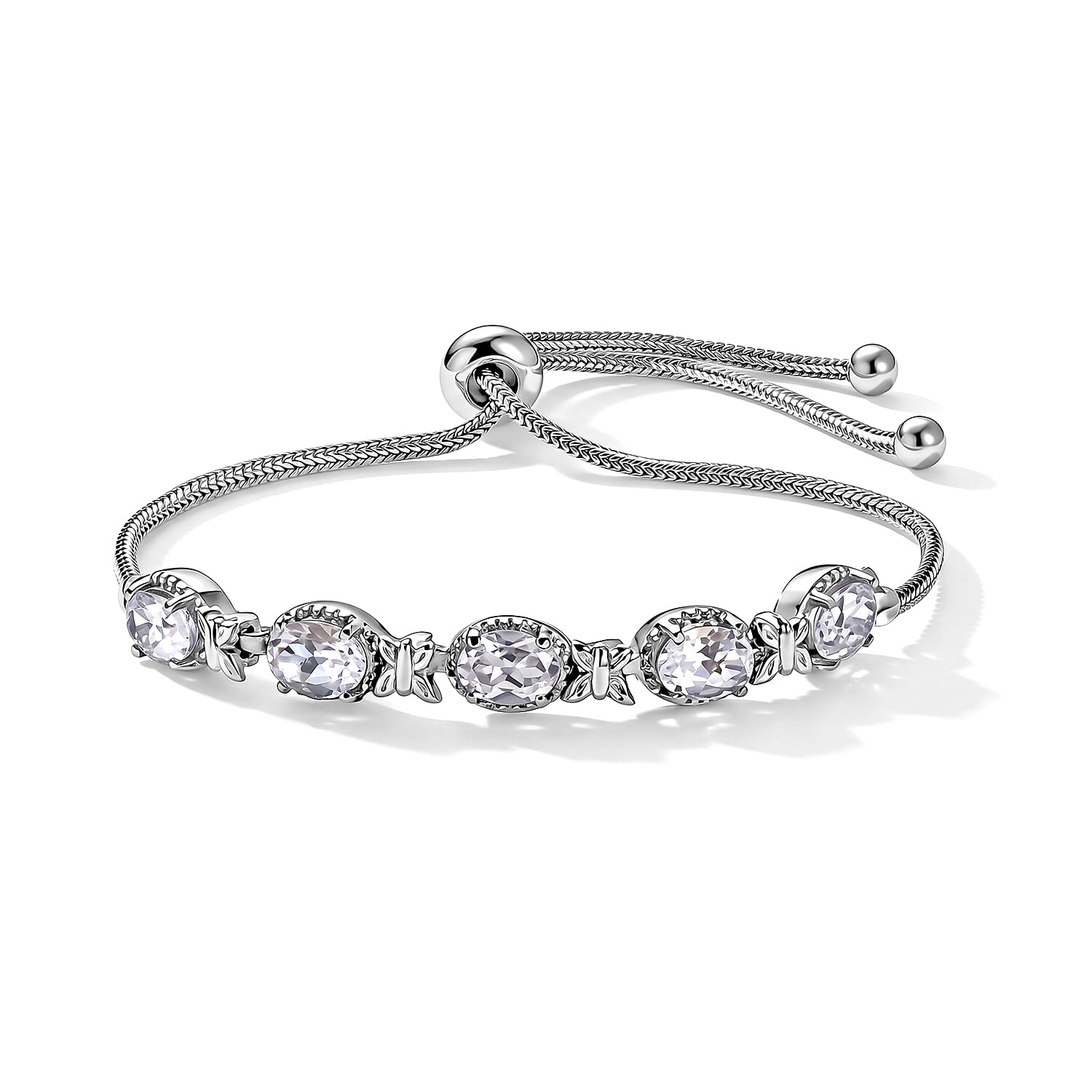 EverTrue Lab Created White Sapphire 5.50 ctw Bracelet in Stainless Steel (10.50 In)
