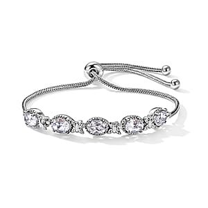 EverTrue Lab Created White Sapphire 5.50 ctw Bracelet in Stainless Steel (10.50 In)
