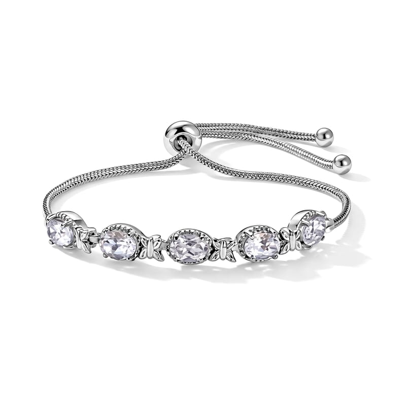 EverTrue Lab Created White Sapphire 5.50 ctw Bracelet in Stainless Steel (10.50 In)