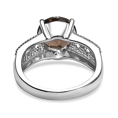 EverTrue Smoky Quartz (Triplet) 3.30 ctw Ring in Stainless Steel (Size 6.0)