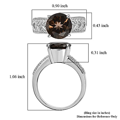 EverTrue Smoky Quartz (Triplet) 3.30 ctw Ring in Stainless Steel (Size 6.0)