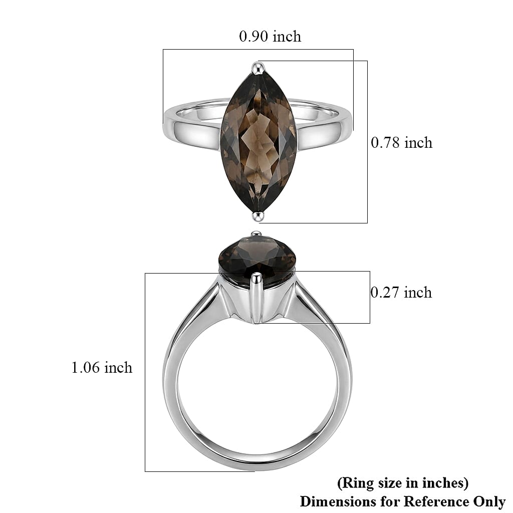 EverTrue Smoky Quartz 5.30 ctw Ring in Stainless Steel (Size 10.0)