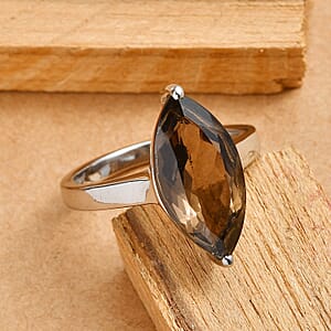 EverTrue Smoky Quartz 5.30 ctw Ring in Stainless Steel (Size 7.0)