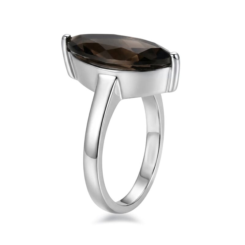EverTrue Smoky Quartz 5.30 ctw Ring in Stainless Steel (Size 7.0)