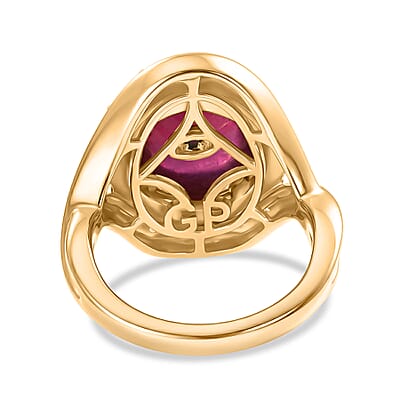 GP Niassa Ruby (FF) and White Zircon 10.70 ctw Ring in 18K Vermeil Yellow Gold Over Sterling Silver (Size 6.0)