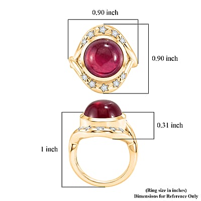 GP Niassa Ruby (FF) and White Zircon 10.70 ctw Ring in 18K Vermeil Yellow Gold Over Sterling Silver (Size 6.0)