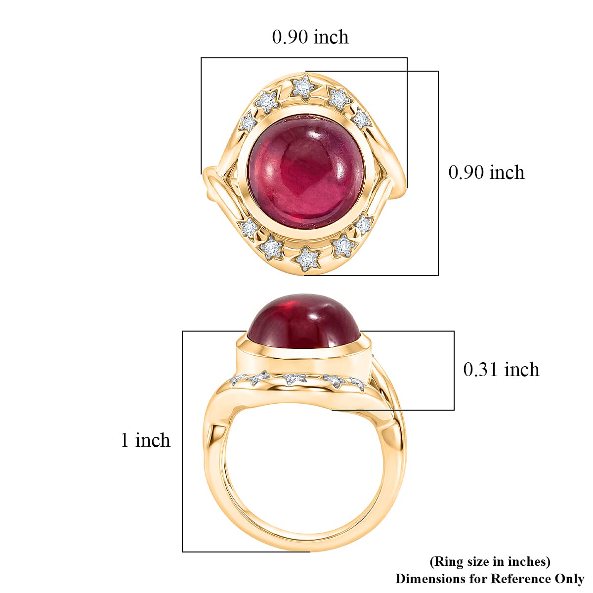 GP Niassa Ruby (FF) and White Zircon 10.70 ctw Ring in 18K Vermeil Yellow Gold Over Sterling Silver (Size 7.0)
