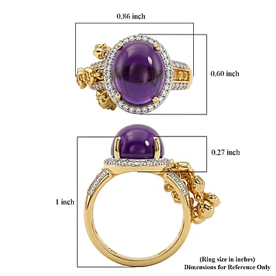 GP African Amethyst and Multi Gemstone 6.30 ctw Ring in 18K Vermeil Yellow Gold Over Sterling Silver (Size 6.0)