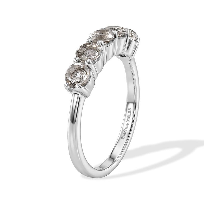 EverTrue Petalite 0.75 ctw 5 Stone Ring in Stainless Steel (Size 7.0)