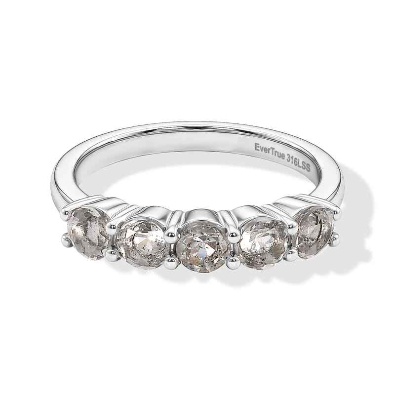 EverTrue Petalite 0.75 ctw 5 Stone Ring in Stainless Steel (Size 9)