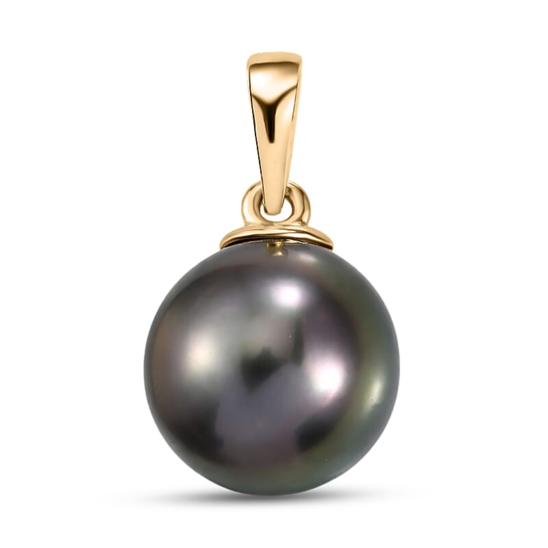 Premium Tahitian Pearl Drop Pendant without Chain in 10K Yellow Gold