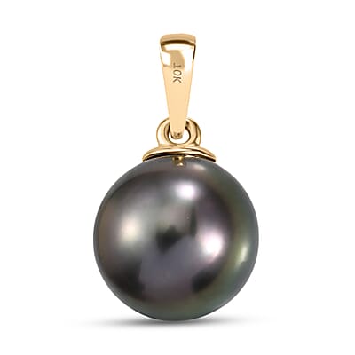 Premium Tahitian Pearl Drop Pendant without Chain in 10K Yellow Gold