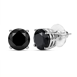 EverTrue Thai Black Spinel 9.40 ctw Solitaire Stud Earrings in Stainless Steel