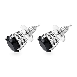 EverTrue Thai Black Spinel 9.40 ctw Solitaire Stud Earrings in Stainless Steel