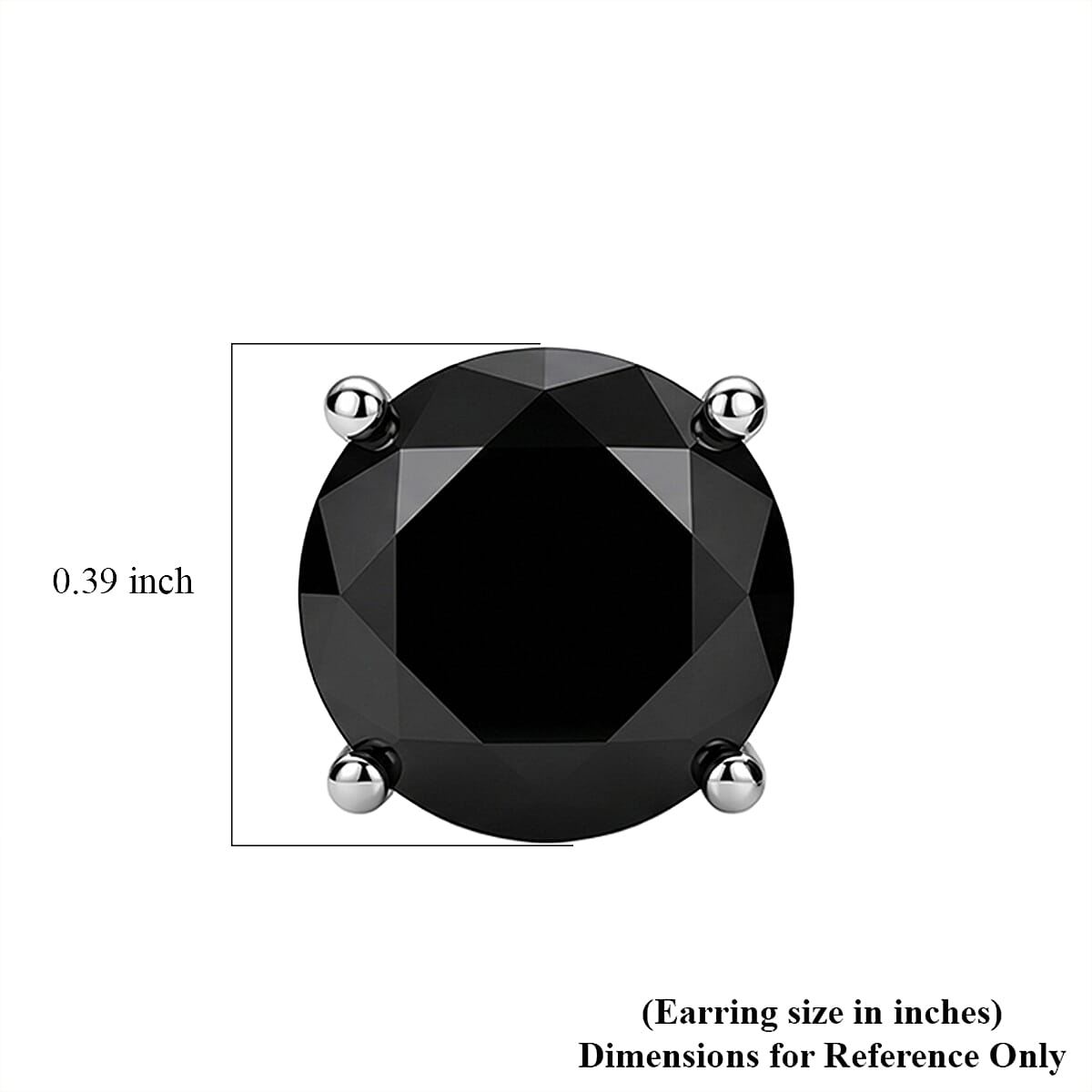 EverTrue Thai Black Spinel 9.40 ctw Solitaire Stud Earrings in Stainless Steel