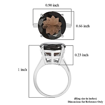 EverTrue Smoky Quartz 11.00 ctw Solitaire Ring in Stainless Steel (Size 6.0)