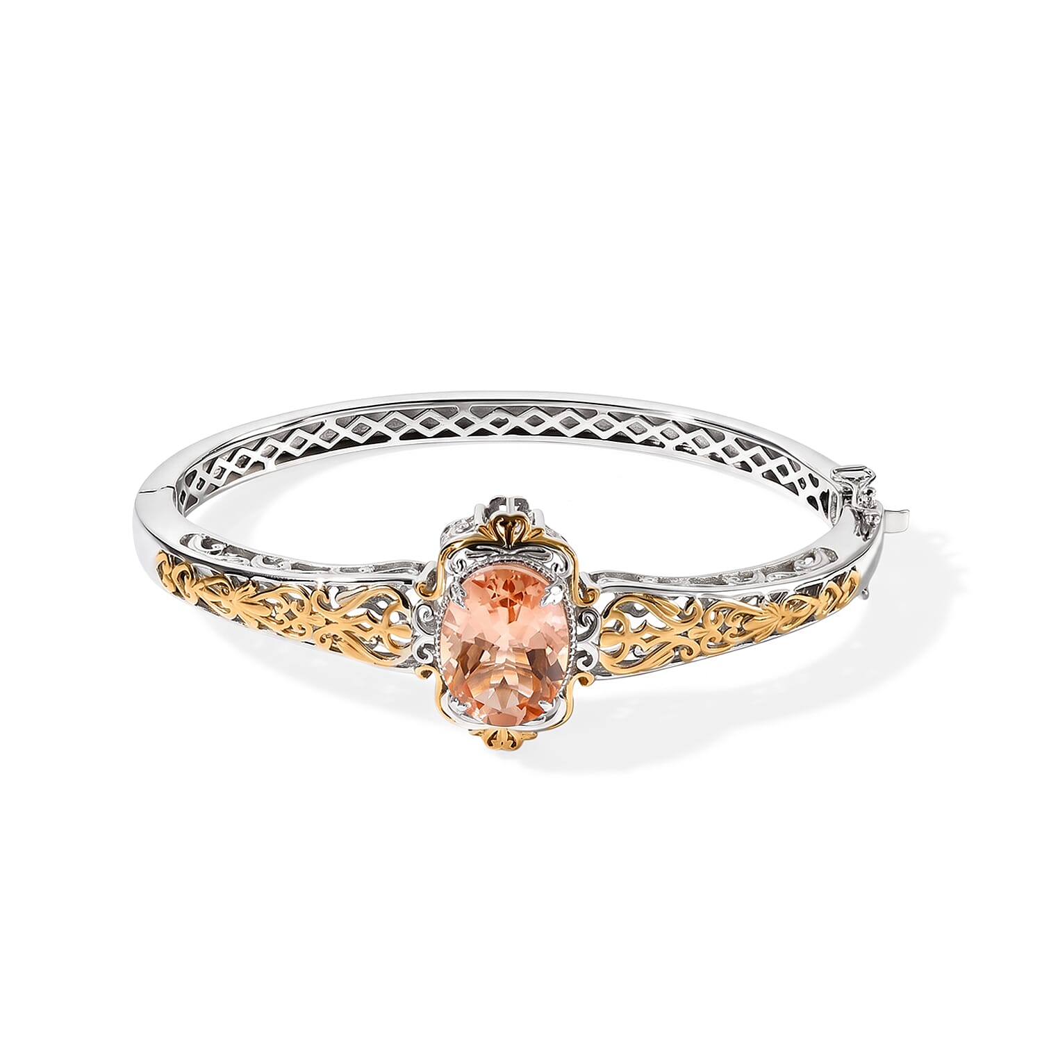EverTrue Morganique Quartz (Triplet) 10.30 ctw Bangle Bracelet in 18K YG Plated and Platinum Bond (7.25 In)