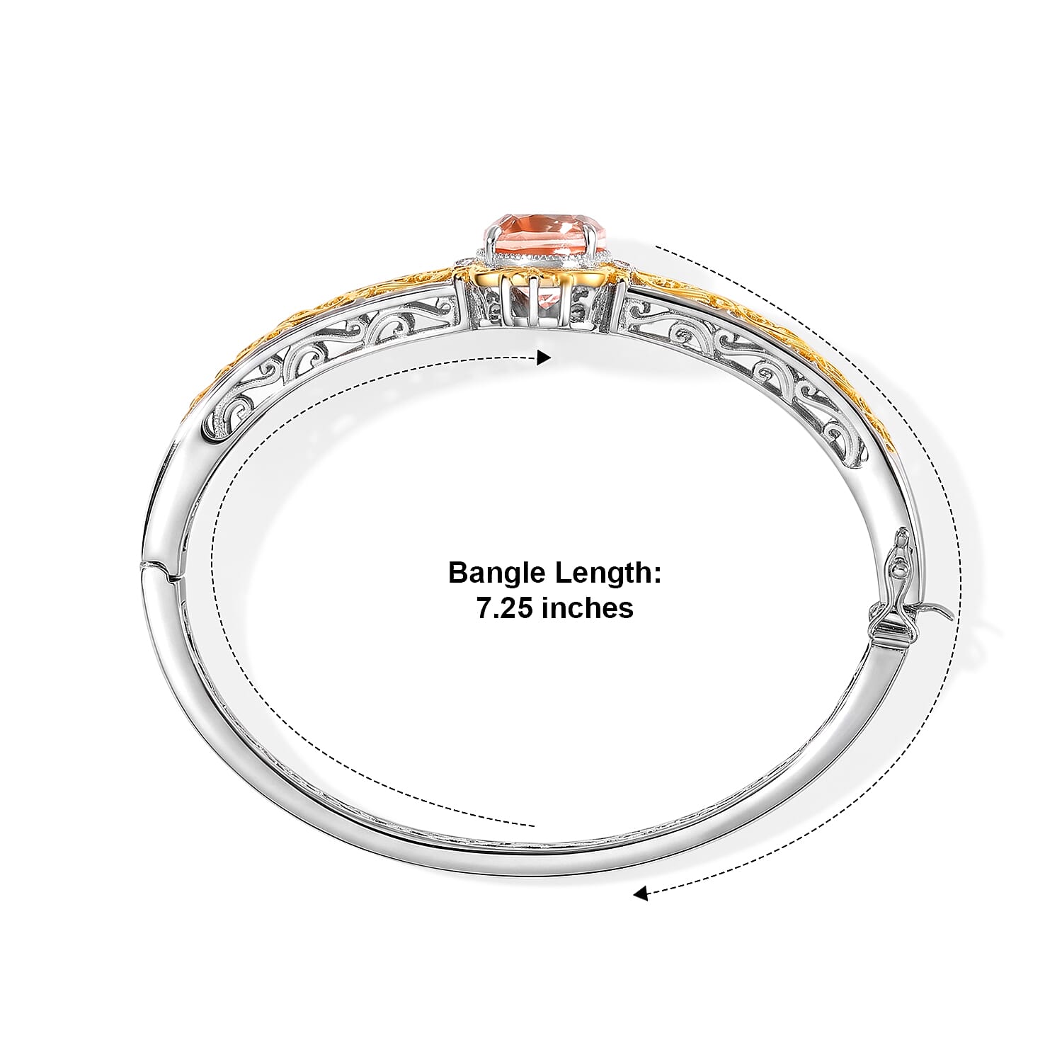 EverTrue Morganique Quartz (Triplet) 10.30 ctw Bangle Bracelet in 18K YG Plated and Platinum Bond (7.25 In)