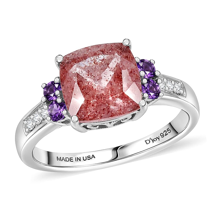 D'Joy Tanzanian Natronite and Multi Gemstone 2.50 ctw Ring in Rhodium Over Sterling Silver (Size 7.0)