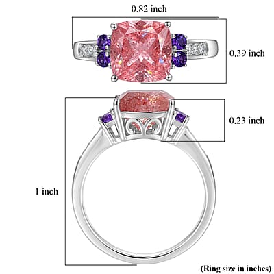 D'Joy Tanzanian Natronite and Multi Gemstone 2.50 ctw Ring in Rhodium Over Sterling Silver (Size 7.0)