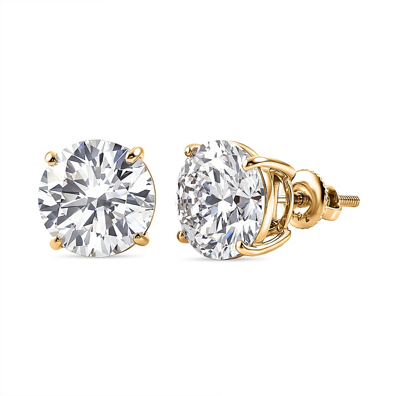 IGI Certified Luxuriant Lab Grown Diamond G VS 5.00 ctw Solitaire Stud Earrings in 14K Yellow Gold
