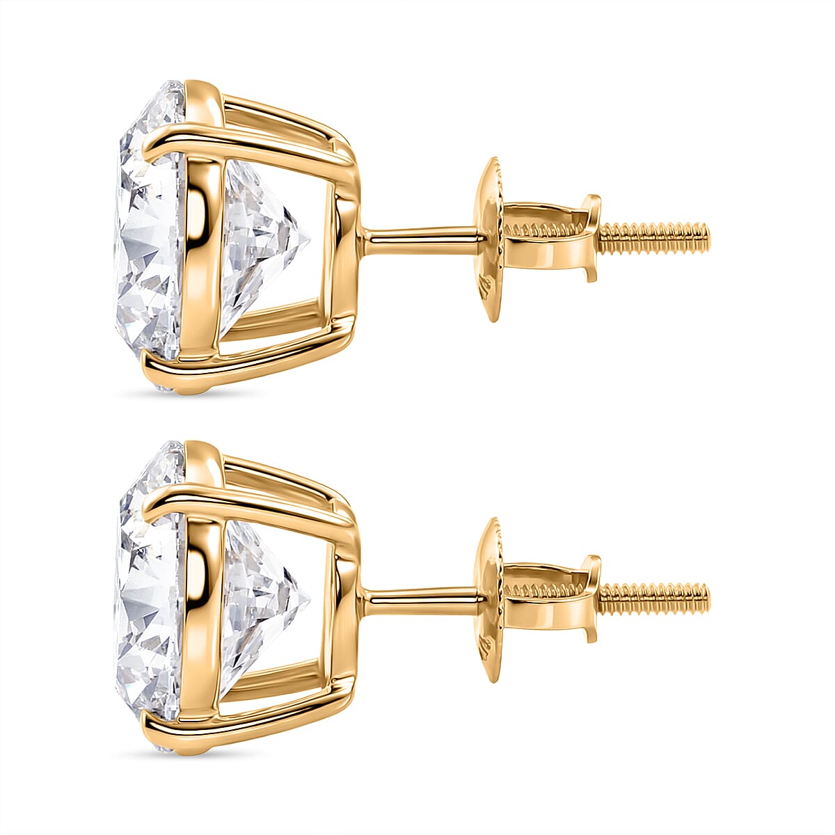 IGI Certified Luxuriant Lab Grown Diamond G VS 5.00 ctw Solitaire Stud Earrings in 14K Yellow Gold (Ships in 10-12 Days) image number 3