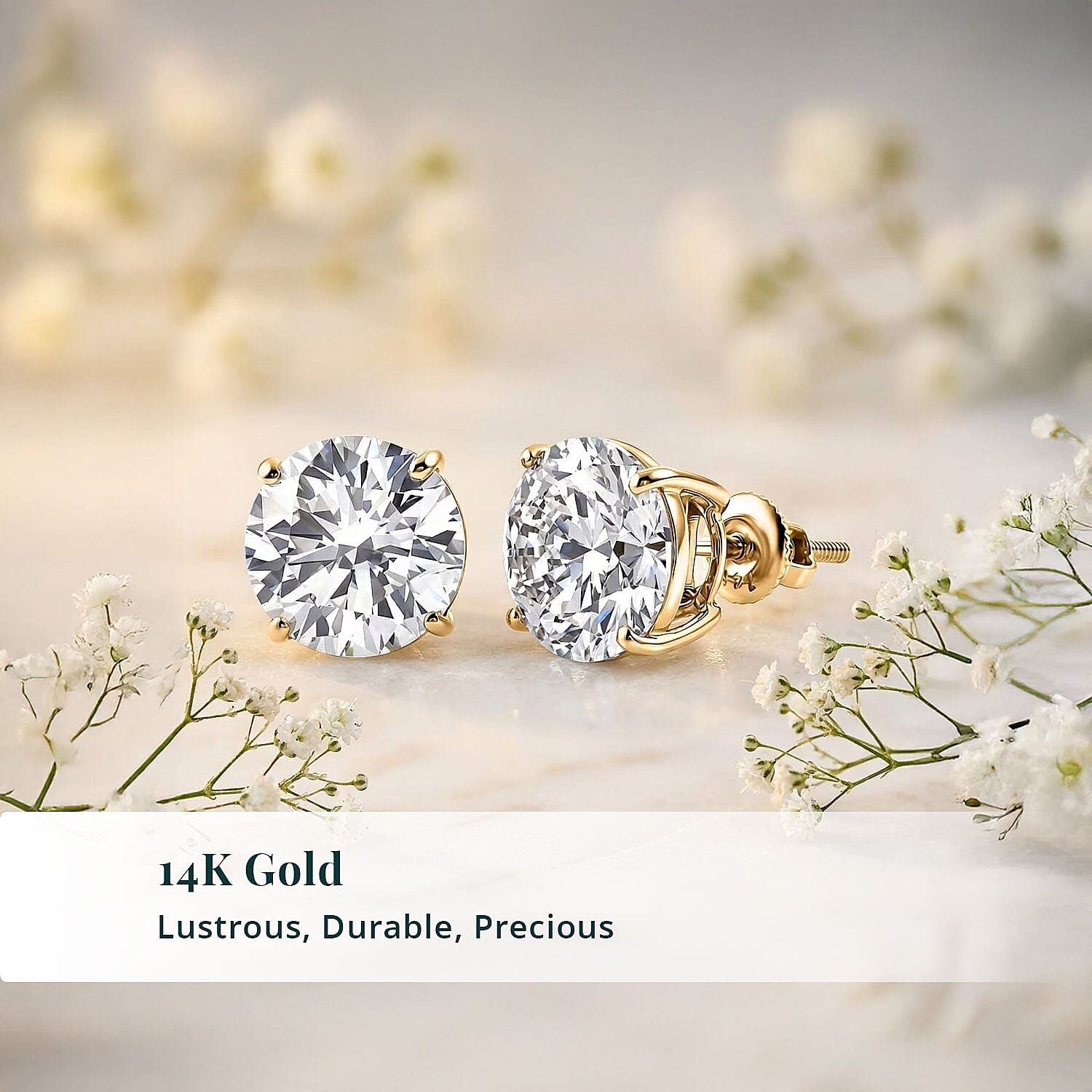 IGI Certified Luxuriant Lab Grown Diamond G VS 5.00 ctw Solitaire Stud Earrings in 14K Yellow Gold