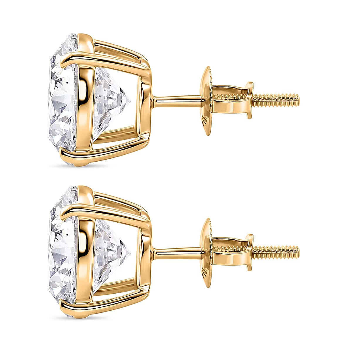IGI Certified Luxuriant Lab Grown Diamond G VS 5.00 ctw Solitaire Stud Earrings in 14K Yellow Gold image number 7