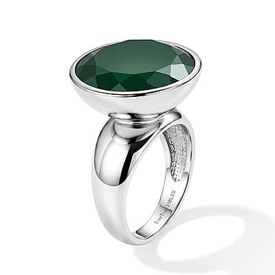 EverTrue Green Onyx 14.50 ctw Solitaire Ring in Stainless Steel (Size 7.0)