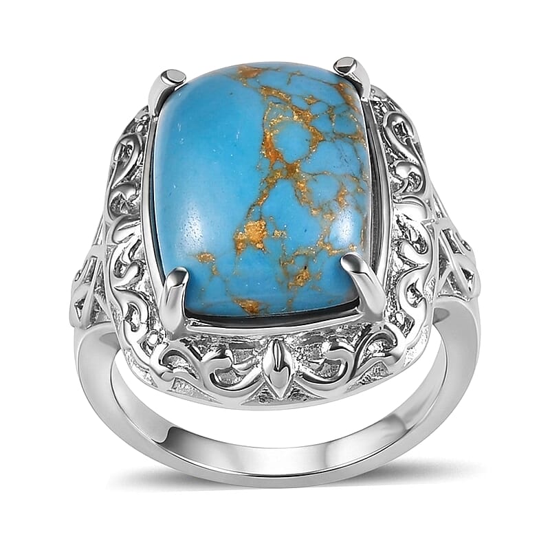 EverTrue Mojave Blue Turquoise 9.35 ctw Ring in Stainless Steel (Size 8.0)