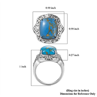 EverTrue Mojave Blue Turquoise 9.35 ctw Ring in Stainless Steel (Size 8.0)