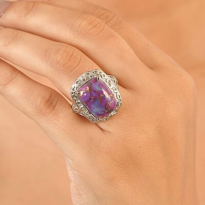 EverTrue Mojave Purple Turquoise 11.00 ctw Ring in Stainless Steel (Size 8.0)