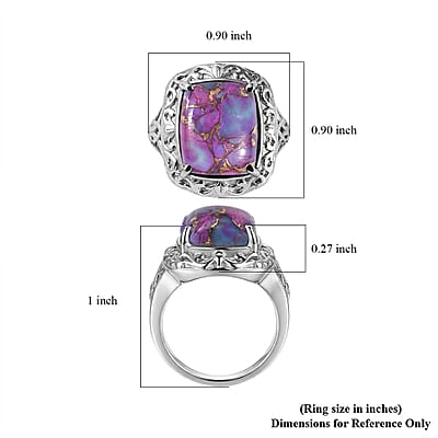 EverTrue Mojave Purple Turquoise 11.00 ctw Ring in Stainless Steel (Size 8.0)