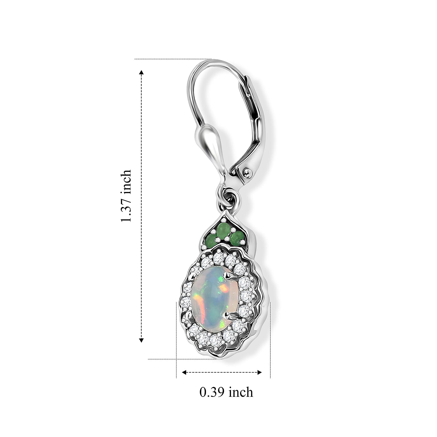 D'Joy Premium Ethiopian Welo Opal and Multi Gemstone 1.90 ctw Earrings in Rhodium Over Sterling Silver
