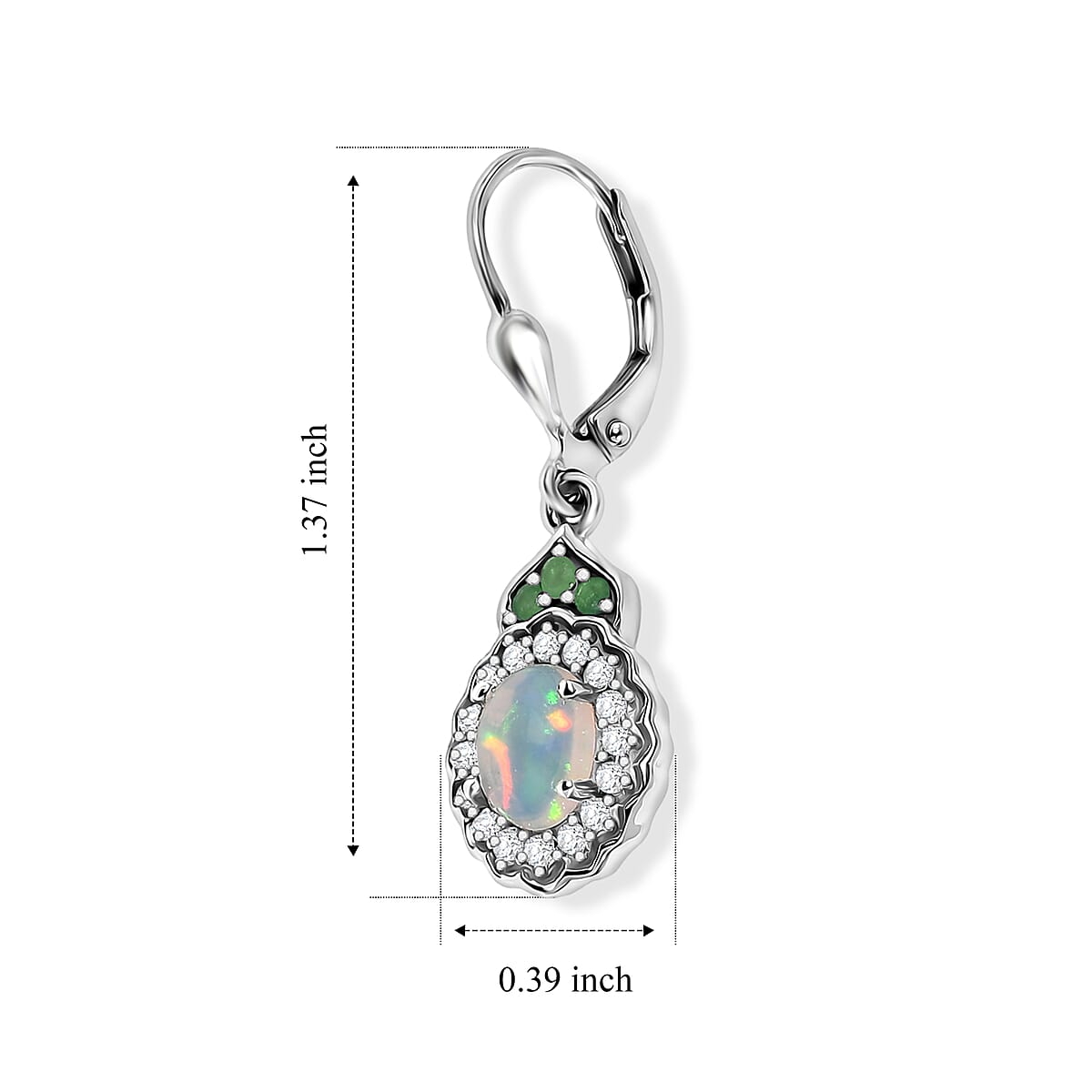 D'Joy Premium Ethiopian Welo Opal and Multi Gemstone 1.90 ctw Earrings in Rhodium Over Sterling Silver image number 1