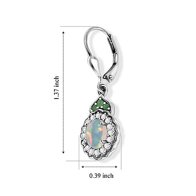 D'Joy Premium Ethiopian Welo Opal and Multi Gemstone 1.90 ctw Opaline Blossom Earrings in Rhodium Over Sterling Silver