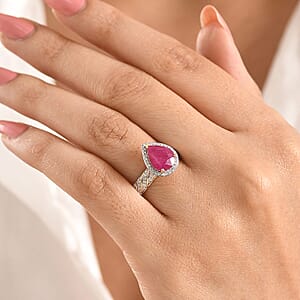 Luxoro 10K Yellow Gold AAA Montepuez Ruby, Diamond (I2) (0.36 cts) Twisted Flame Ring (Size 6.5) (4.15 g) 2.70 ctw